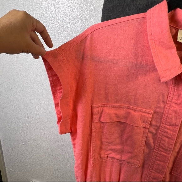 Universal Thread Coral Linen Blend Romper Size 8 - Picture 4 of 9